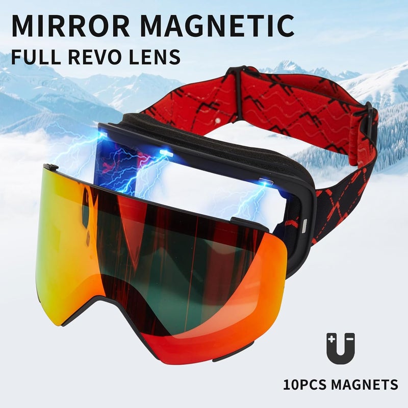 MXJ Gear Ski Goggles OTG for Women Men Adult Youth,YH693C Magnetic Snowboard Goggles,Winter Snow Goggles for Skiing Skating - Image 5